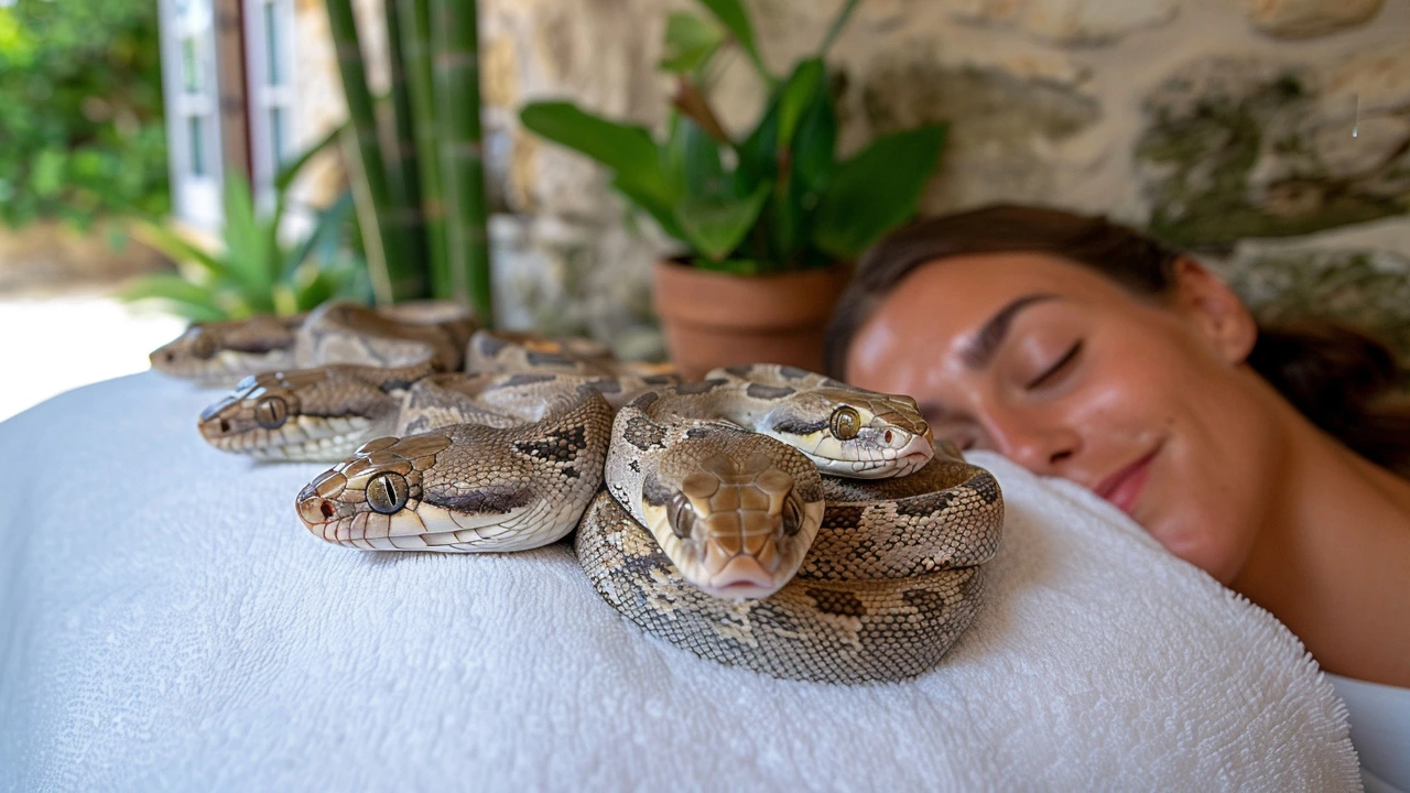 Détente et Frissons: Expérience de Massage avec des Serpents